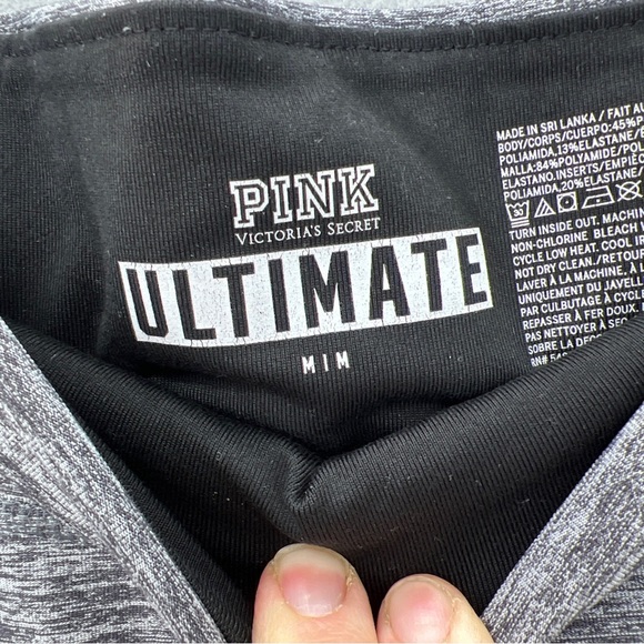 Victoria's Secret Gray Leggings Women's Size M Ultimate Workout Black Mesh Side - Picture 2 of 3